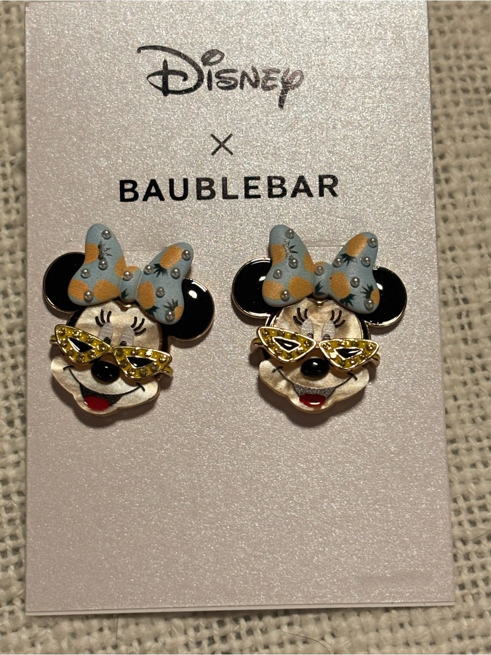 Minnie Mouse Blue Bow Stud Earrings